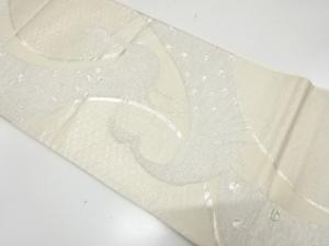 孔雀模様織り出し　袋帯